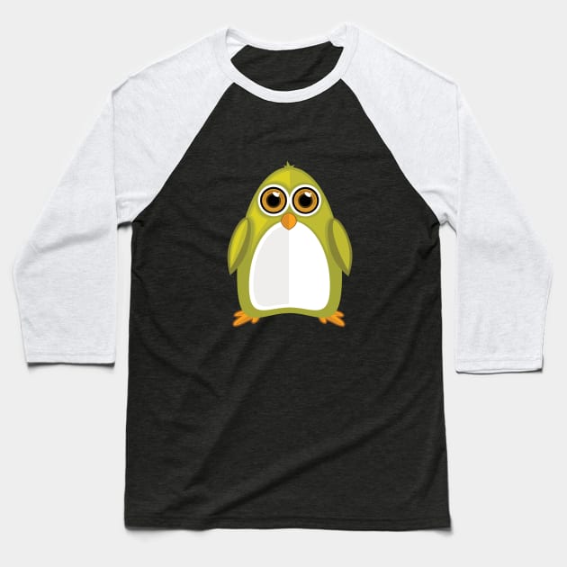 Yellow Green Penguin Baseball T-Shirt by adamzworld